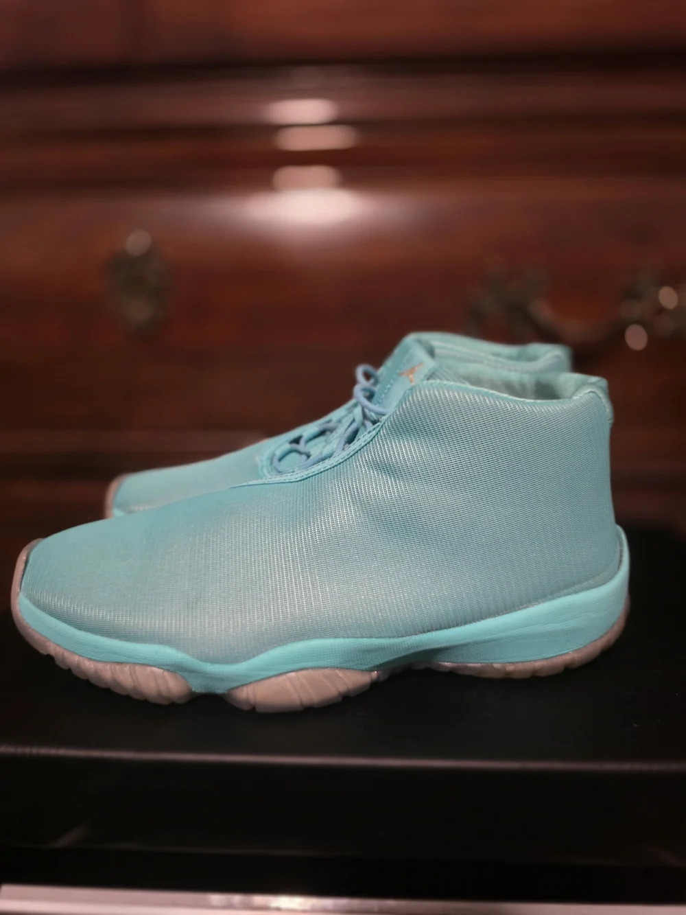Jordan Men’s High-Top Sneakers in Aqua Teal with Beige Soles